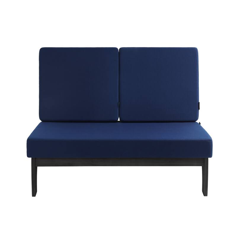 Outdoor Teak Wood Patio Loveseat with Cushions