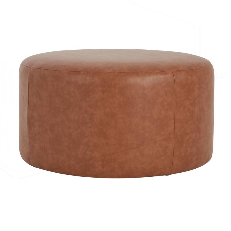 Upholstered PU Leather Round Ottoman