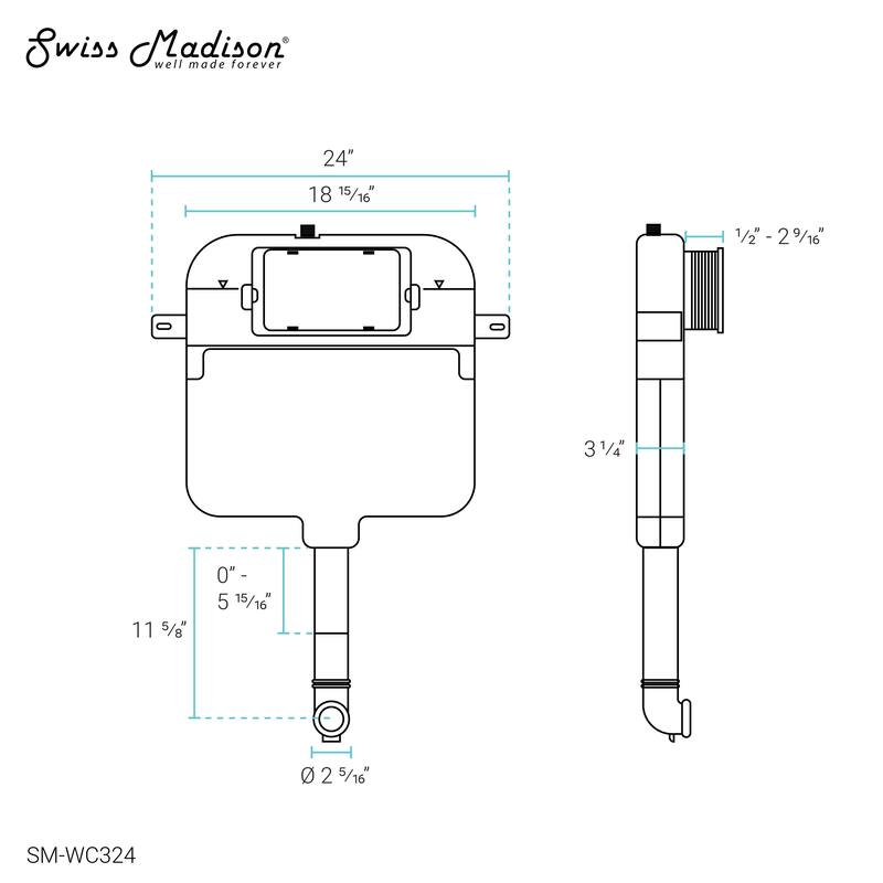 Swiss Madison 2 x 4 Concealed In-Wall Toilet Tank Carrier System - White