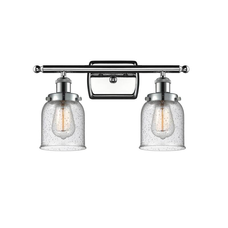 Innovations Lighting Small Bell 2 Light 16" Wide Vanity Light - Polished Chrome / Seedy