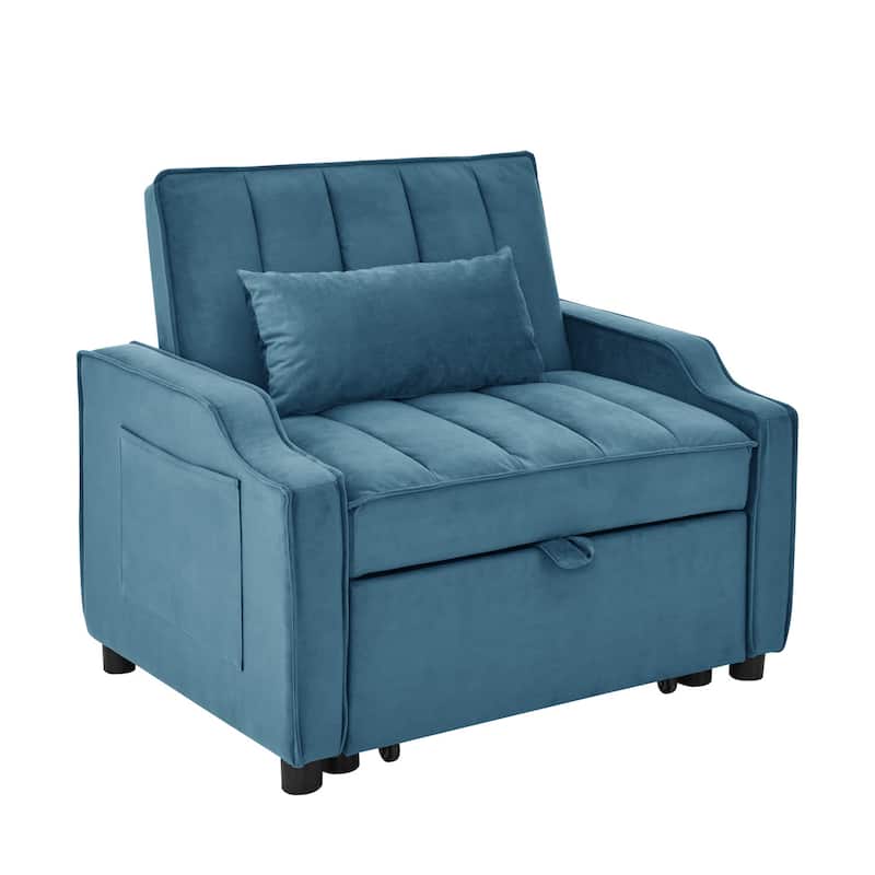 3 in 1 Pull Out Living Room Velvet Single Armchair Sofa Couch Bed