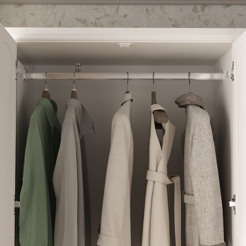 70.9"H Lacquered Wardrobe Armoires Wooden Closet with Mirror Door