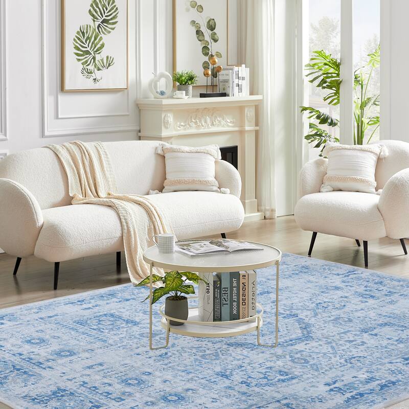 Washable Non-Slip Area Rug,Stain Resistant Low-Pile Carpet,8X10 - 8' X 10'
