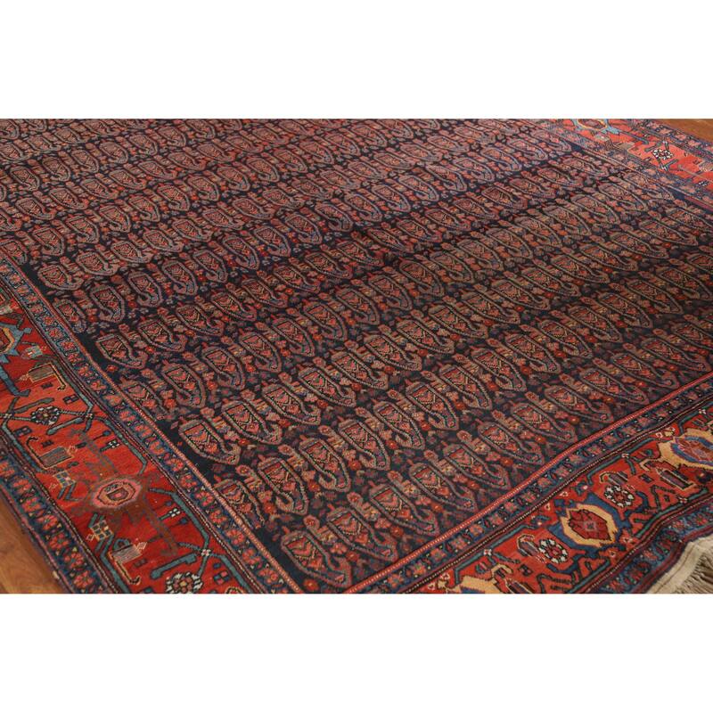 Hand Knotted Oriental 100% Wool Carpet Traditional All-Over Navy Blue & Blues Bidjar Area Rug - 17' 8'' X 6' 9''