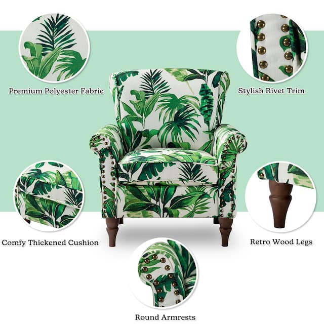 HULALA HOME Nailhead Trim Traditional Accent Armchair with Rolled Arms