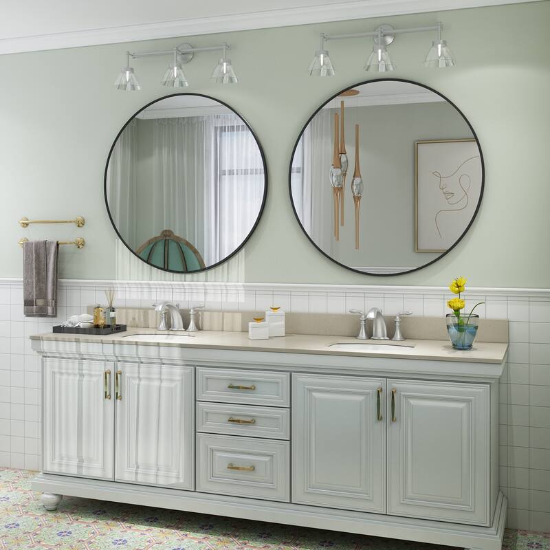 KIOTEE Full Length Round Aluminum Alloy Framed French Cleat Mounted Wall Decor Bathroom Vanity Mirror with 5-Year Warranty
