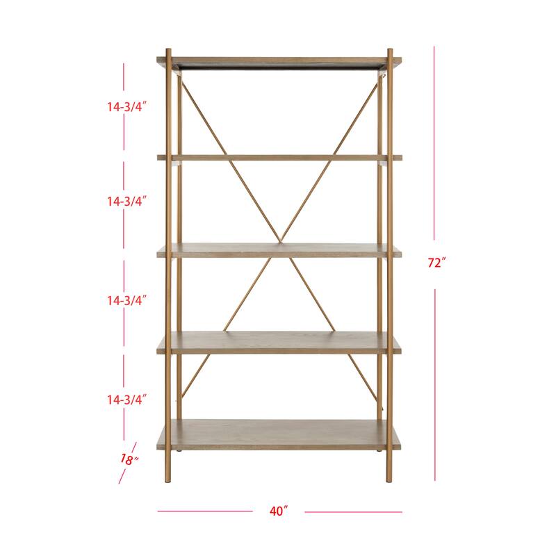 SAFAVIEH Yolanda 5-Tier Gold/ Walnut Etagere - 40' x 18' x 72' - 40Wx18Dx72H