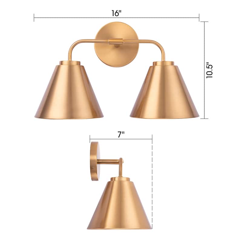 Modern Loft Lantern 2-Light Gold Vanity Light - 16"L x 7"W x 10.5"H