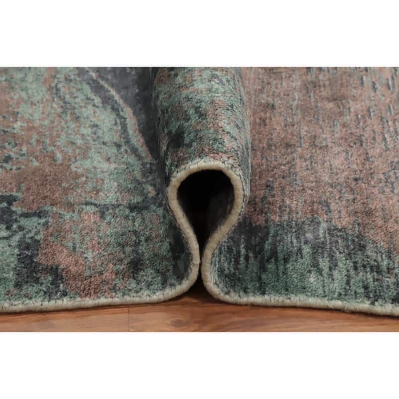 Hand Knotted Oriental Viscose Silk Carpet Modern Abstract Multi-Colored Abstract Area Rug - 7' 8'' X 5' 6''