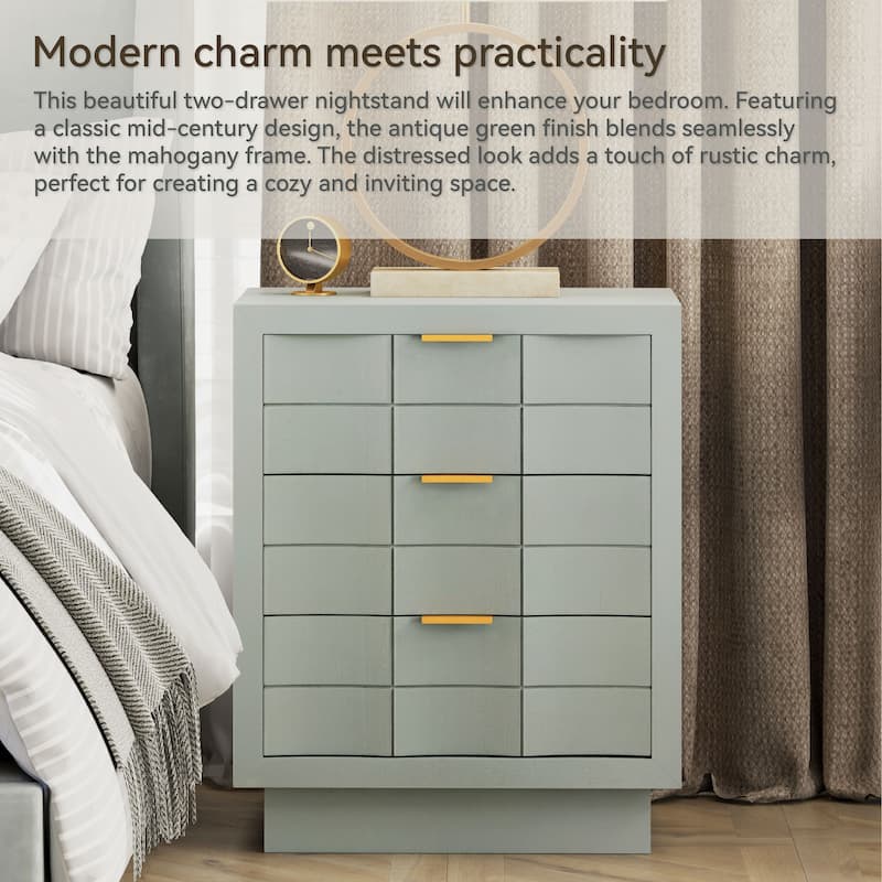 COZAYH Modern 3-Drawer Nightstand, Mid-Century Design with Full-Contact Base Corners