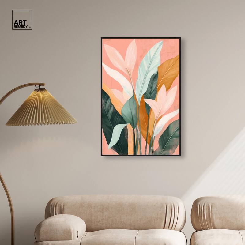 Peach and Palm Canvas by Art Remedy