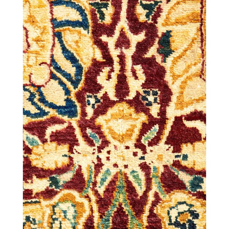Overton Hand Knotted Wool Vintage Inspired Modern Contemporary Eclectic Red Area Rug - 6' 1" x 8' 7"