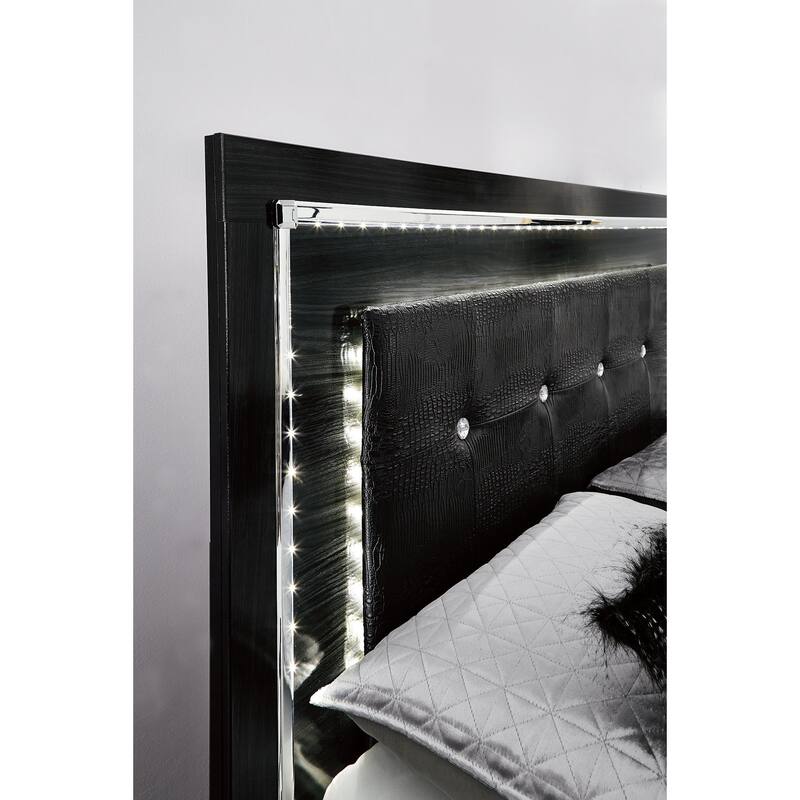 Kaydell Black Upholstered Panel Headboard