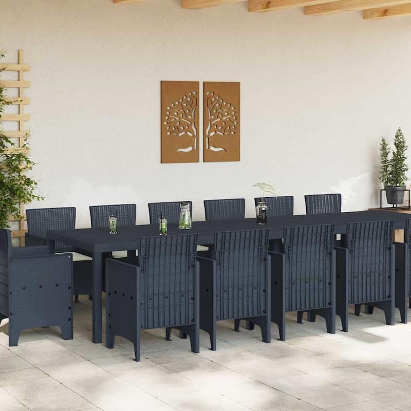 vidaXL Garden Dining Set 1315 pcs Anthracite/Brown Polt rattan - 350 x 100 x 73 cm