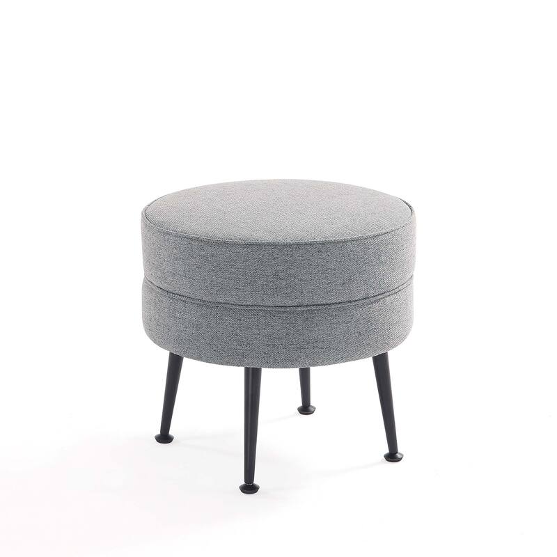 Upholstered Accent Ottoman with Metal Legs Mid Century Modern Design