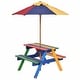 preview thumbnail 3 of 8, 4 Seat Outdoor Kids Picnic Table Bench Set with Removable Umbrella