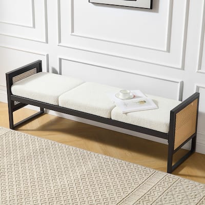 Fabric Upholstered Storage Bench for End of Bed, Entryway, Living Room - 56.69"L x 16.93"W x 22.4"H