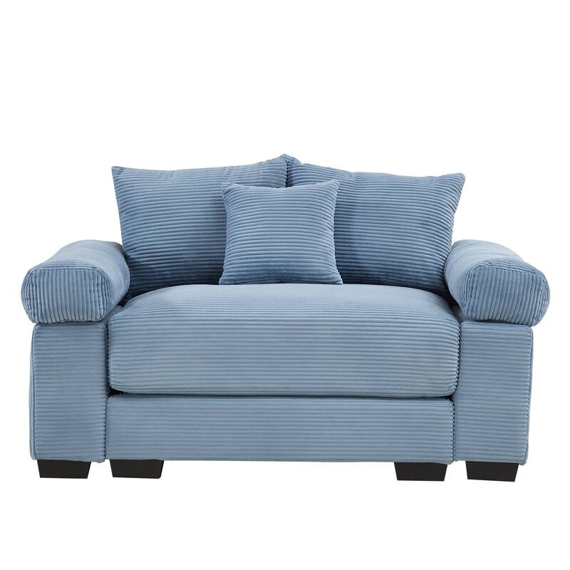 Oversized Accent Chair, 54.3" Corduroy Fabric Single Sofa with Pillow, Modern Upholstered Square Armchair Cozy Reading Chairs