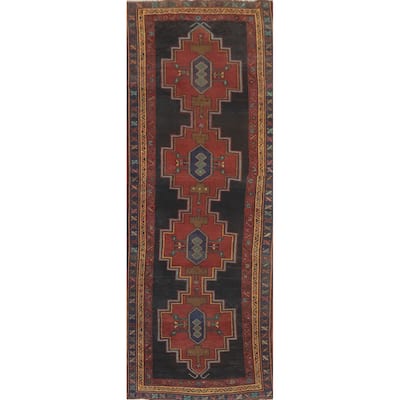 Hand Knotted Oriental 100% Wool Carpet Traditional Tribal Oranges & Rust Ardebil Runner Rug - 12' 8'' X 3' 8''
