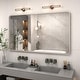 preview thumbnail 105 of 141, Apmir Metal Frame Tempered Glass Bathroom Vanity Mirror for Wall, Cloakroom, Bedroom 55" x 30" - Silver