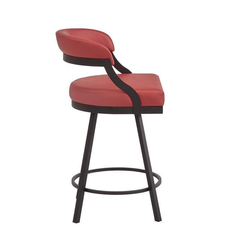 Bacalar Black Finish Metal Round Counter Height Table with Vegan Leather Swivel Chair Set by iNSPIRE Q Modern