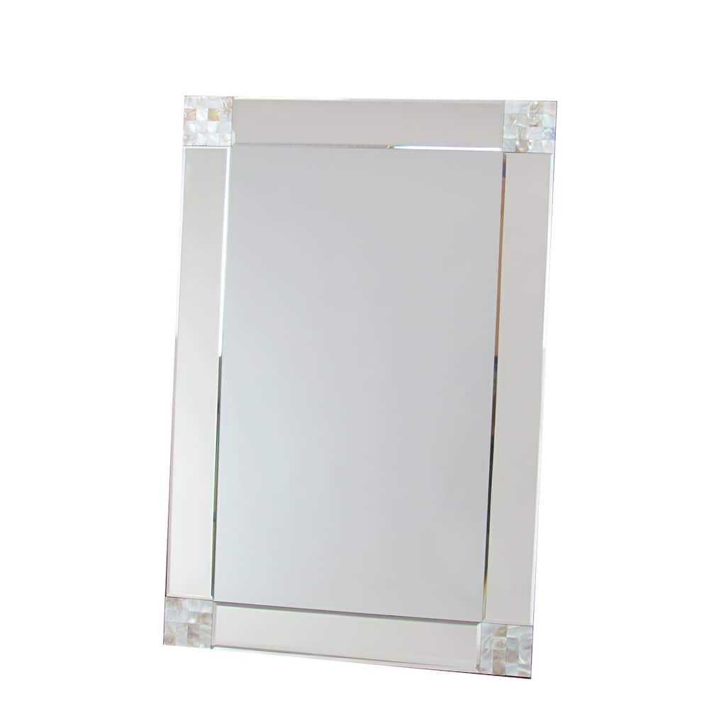 Rectangle Beveled Mirror with Mother of Pearl Accent, Silver