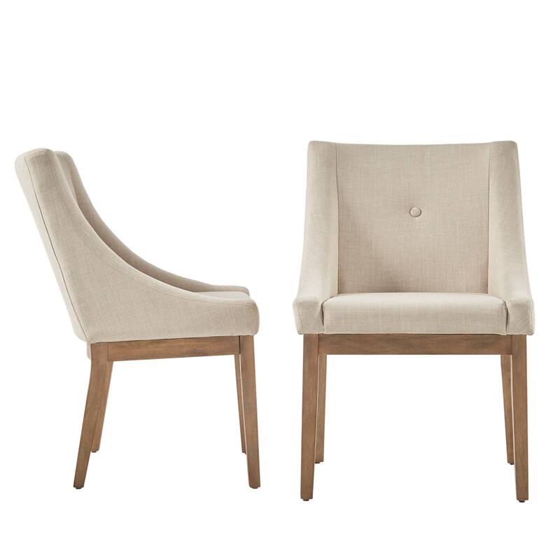 Voyager Button Tufted Slope Arm Linen Dining Chair (Set of 2) by iNSPIRE Q Artisan