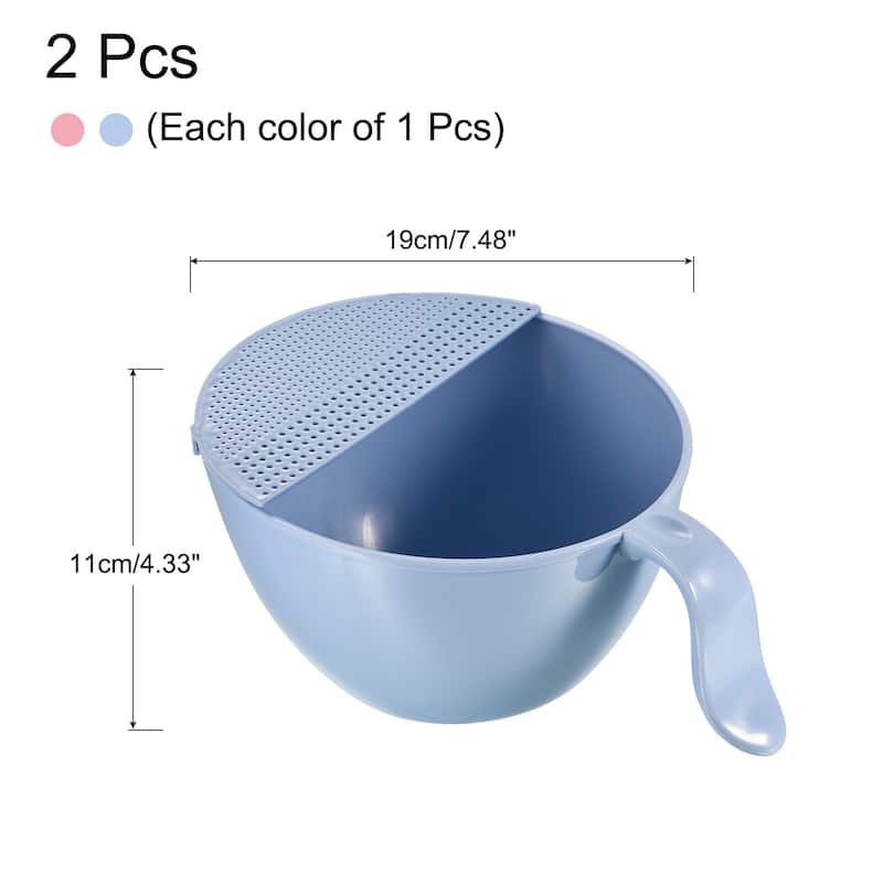 Rice Washing Bowl Fruit Vegetable Colander Drain Basket 2PCS - 23.5 x 19 x 11cm
