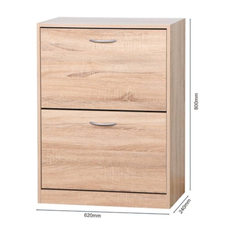 Wooden shoe cabinet with 2 flip drawers that can hold 10 pairs of shoes