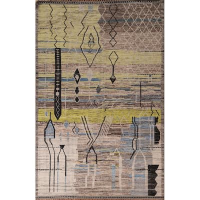 Moroccan Abstract Area Rug Handmade Modern Wool Carpet - 8'10"x 12'9"