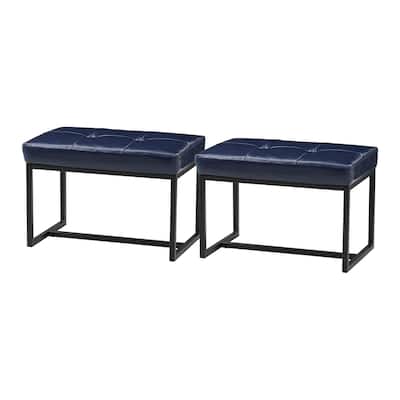 Glitzhome Set of 2 24"W Modern PU Leather Button-tufted Ottoman Foot stool