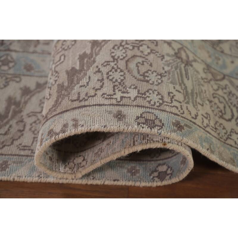 Hand Knotted Oriental 100% Wool Carpet Traditional Medallion Beige & Ivories Tabriz Area Rug - 10' 9'' X 7' 8''