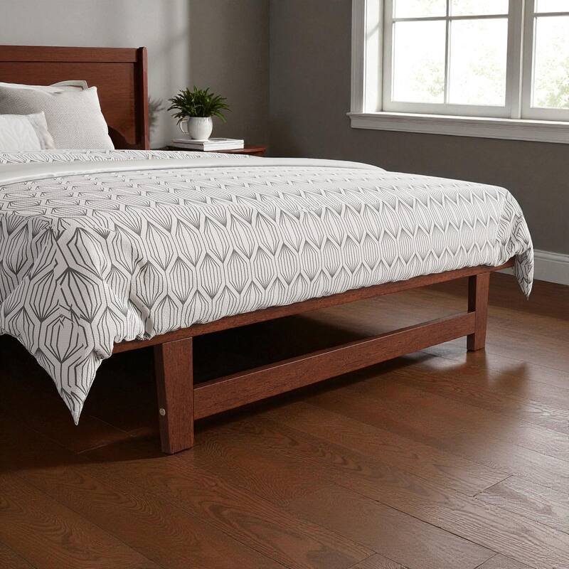 Queen Size Pine Wood Murphy Bed Cabinet with Rattan Front Panel, Foldable Bed with Storage Drawer and Sturdy Platform