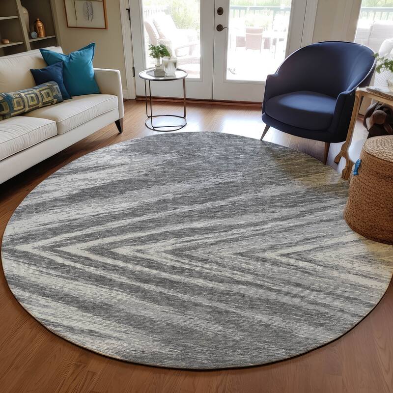 Machine Washable Indoor/ Outdoor Chantille Modern Chevron Rug