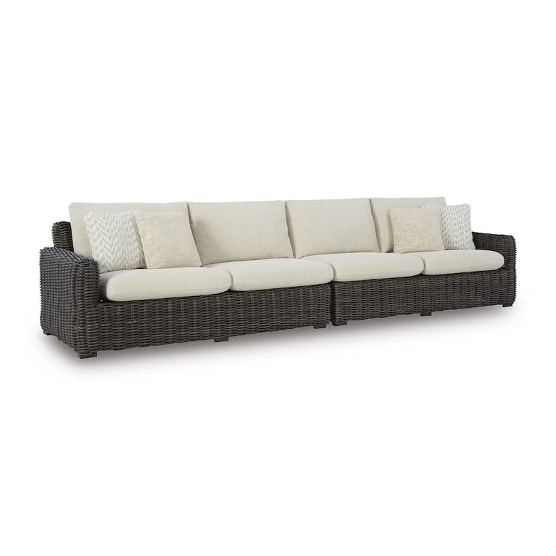 Signature Design by Ashley Kimora Brown/Beige 4-Piece Outdoor Sectional - 141" W x 109" D x 31" H