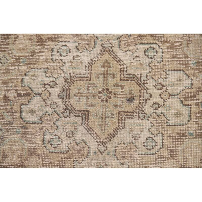Hand Knotted Oriental 100% Wool Carpet Traditional Medallion Beige & Ivories Tabriz Area Rug - 9' 6'' X 6' 5''