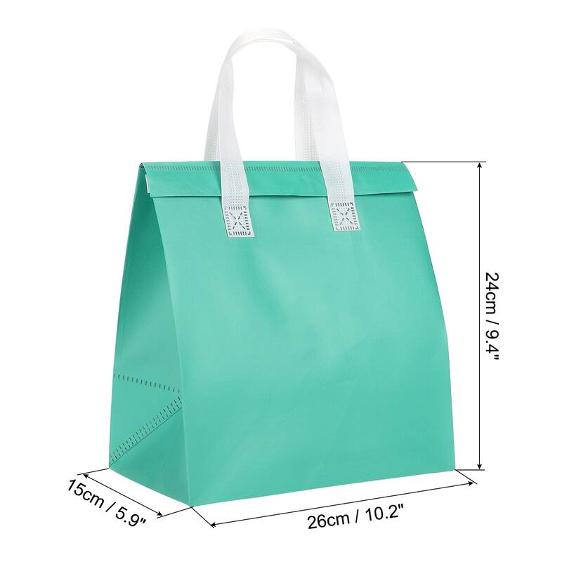 Insulated Take Away Bags, 25 Pcs Thermal Bags 9.4 x 5.9 x 10.2 Inch - Mint Green