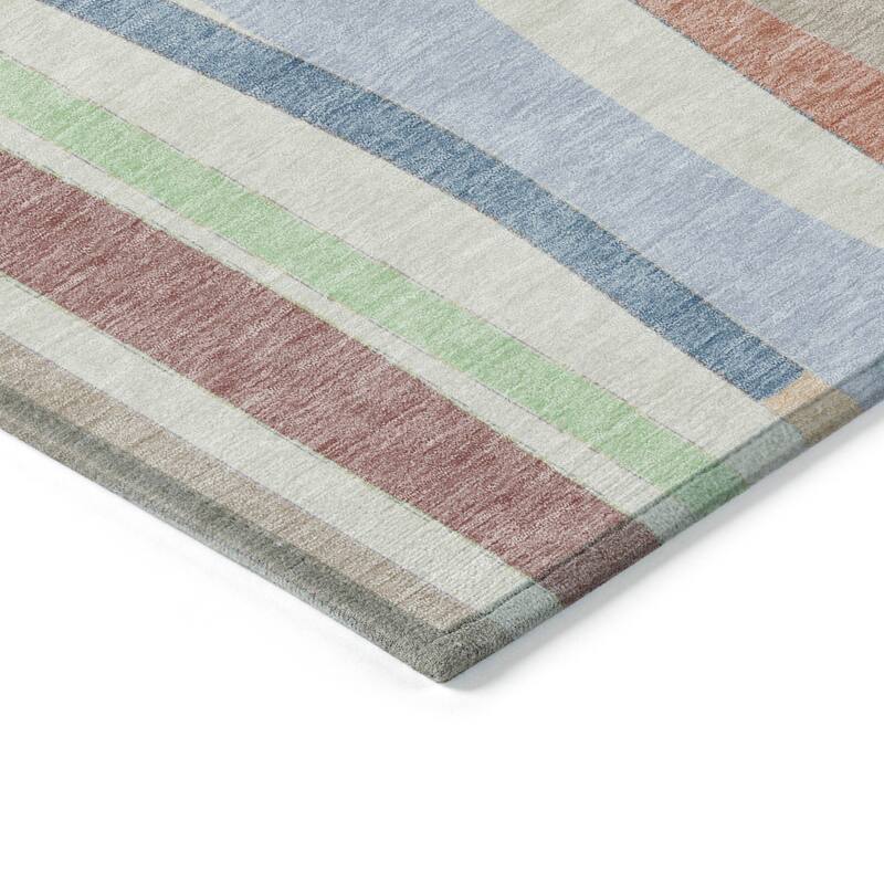 Machine Washable Indoor/Outdoor Modern Stripes Chantille Rug