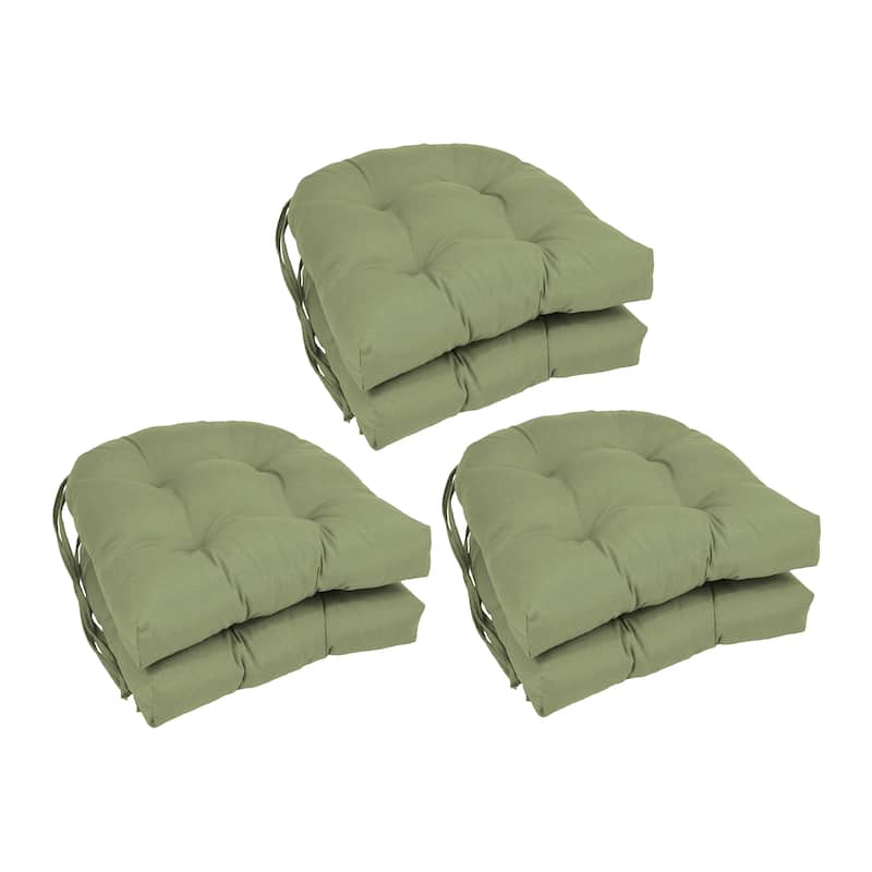 16-inch U-Shaped Indoor Twill Chair Cushions (Set of 2, 4, or 6) - 16" x 16" - Set of 6 - Sage