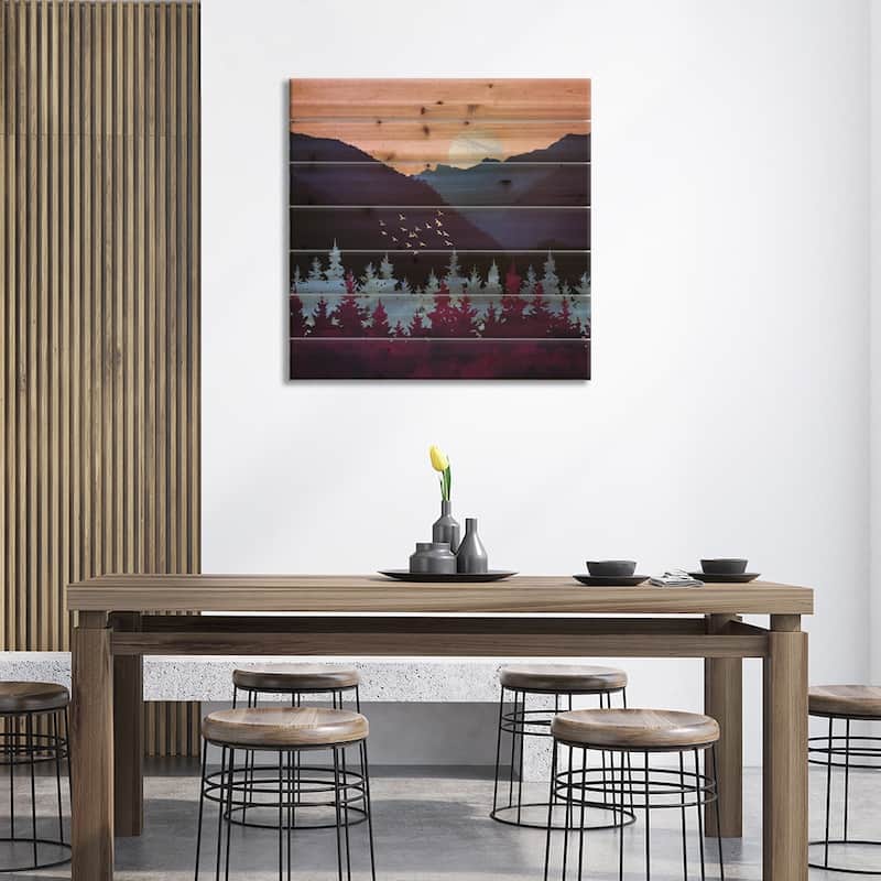 Mulberry Dusk Print On Wood by SpaceFrog Designs - Multi-Color