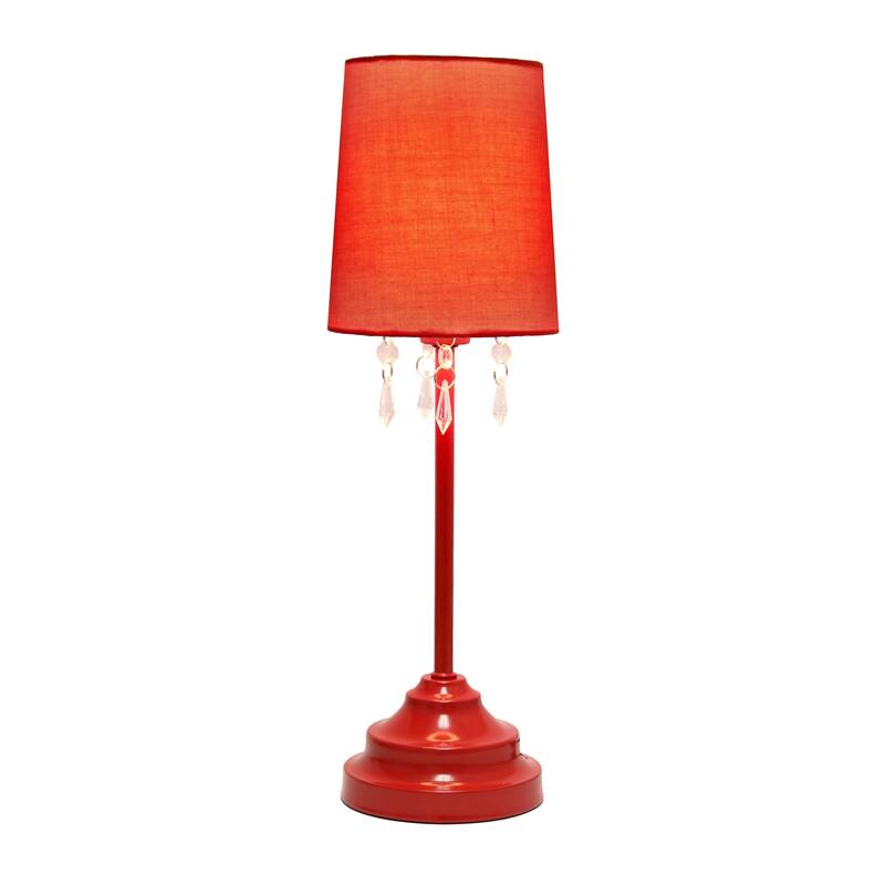 17.25 in. Red Finish Table Lamp with Red Shade, Sturdy Table Lamp for Living Rooms and Bedrooms