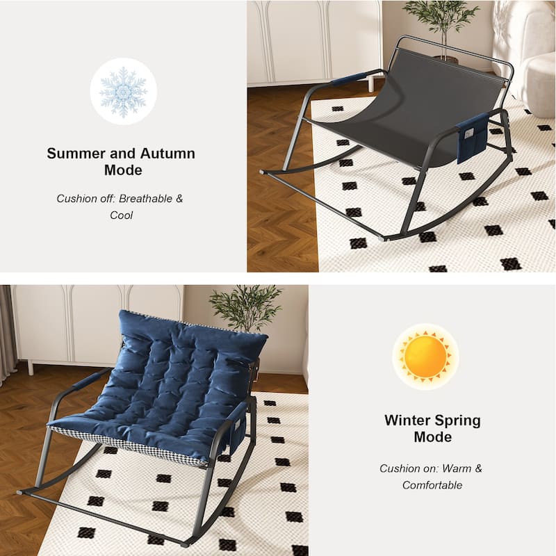 Rocking Chair with Storage, Cushions & Armrests