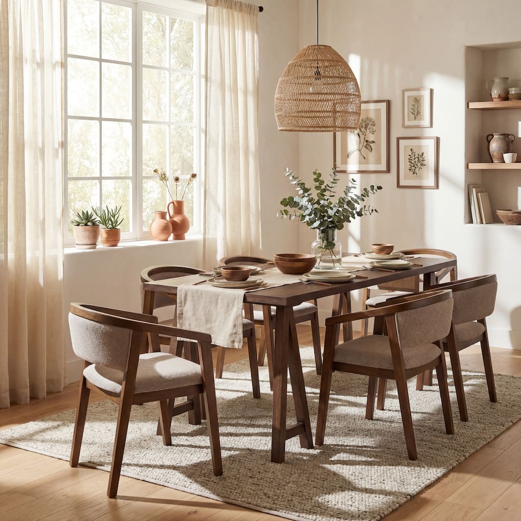 Christopher Knight Home - Hartwell Mid-Century 7-Piece Dining Set with Wood Upholstered Armchairs