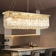 preview thumbnail 4 of 18, 6 lights Rectangle Crystal Chandeliers for Dining Room, 39" Large Linear Water Ripple Glass Island Light Fixture