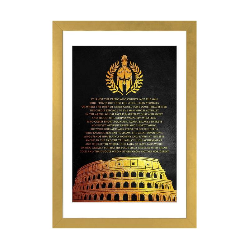 iCanvas "The Man In the Arena" by Adrian Baldovino - Gold - 24x16x1