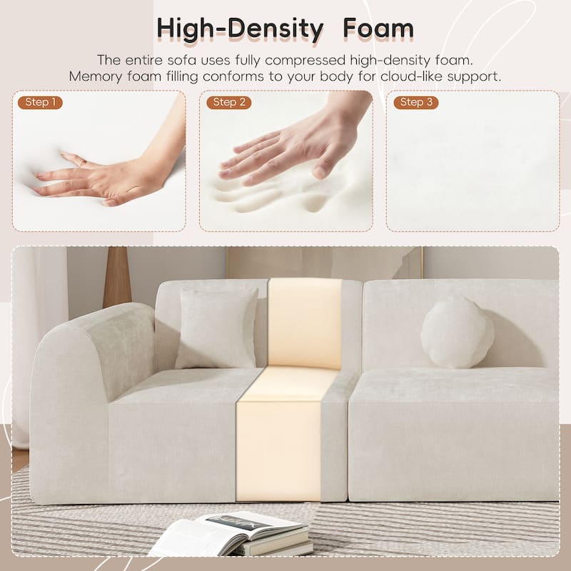 Christopher Knight Home - Curved 140" Upholstered Sectional Sofa with High-Density Fully Compressed Sponge and Chaise Lounge