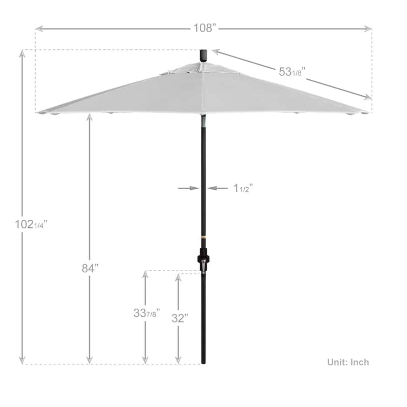 California Umbrella 9' Rd Golden State Series Patio Umbrella Bronze Aluminum Frame Crank Lift Collar Tilt Olefin Royal Blue