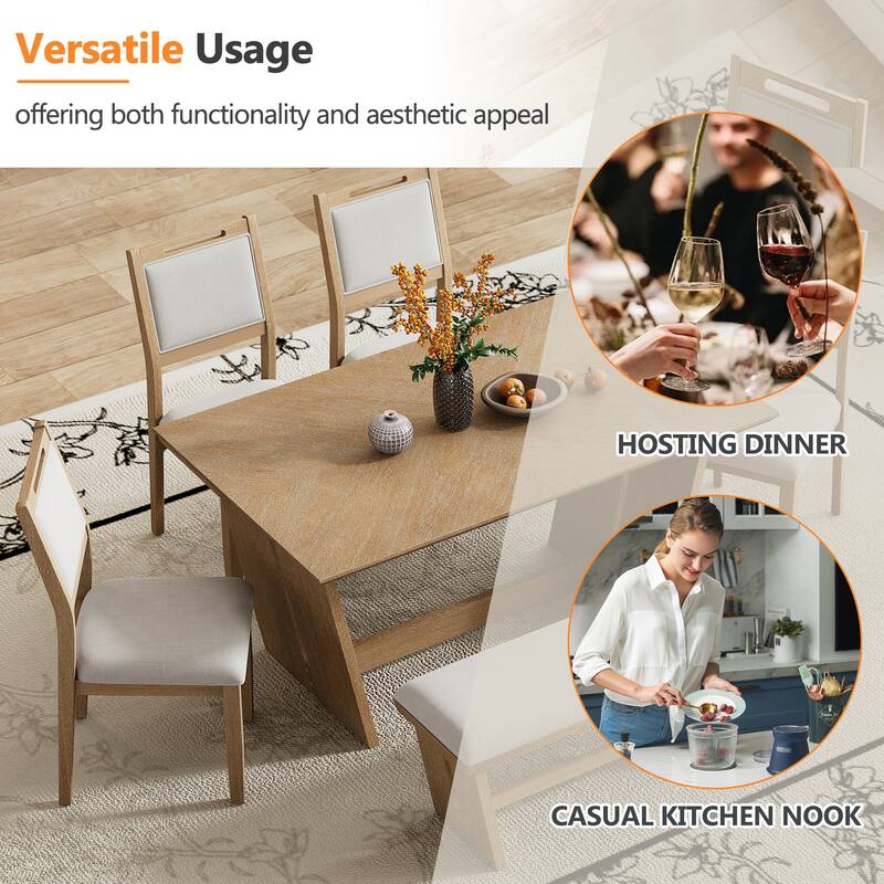 6-Piece Transitional Dining Set with 4 Chairs & Bench