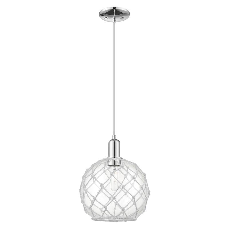 Innovations Lighting Endless Possibilities Arcadia - Farmhouse Rope - 1 Light 10" Cord Hung Mini Pendant - Clear Glass with White Rope/Polished Chrome