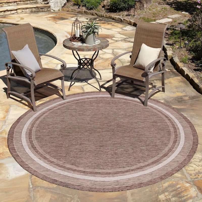 Outdoor Dimension Collection Area Rug - Brown - 13' Round